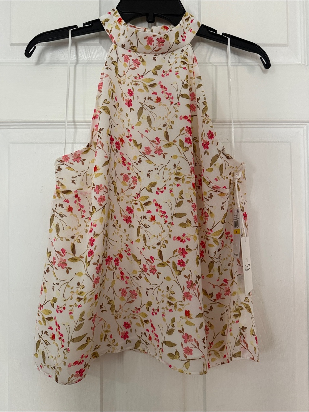 CeCe Cream Floral Halter Neck Blouse